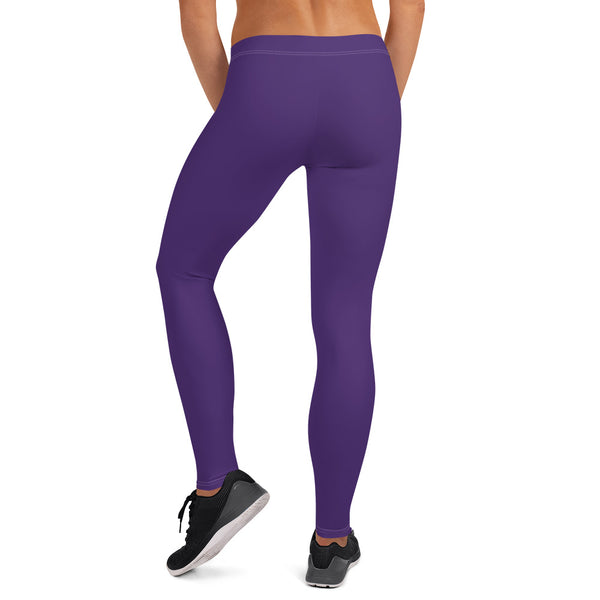 Dark Purple Women's Casual Leggings, Best Solid Color Fashion