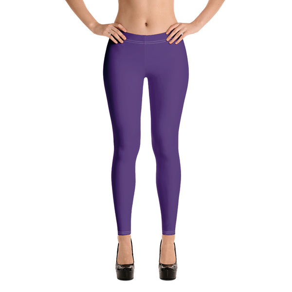 Dark Purple Women's Casual Leggings, Solid Color Fashion Fancy Women's Long Dressy Casual Fashion Leggings/ Running Tights - Made in USA/ EU/ MX (US Size: XS-XL) Dark Purple Women's Casual Leggings-Heidikimurart Limited -Heidi Kimura Art LLC Dark Purple Women's Casual Leggings, Solid Color Fashion Fancy Women's Long Dressy Casual Fashion Leggings/ Running Tights - Made in USA/ EU/ MX (US Size: XS-XL)