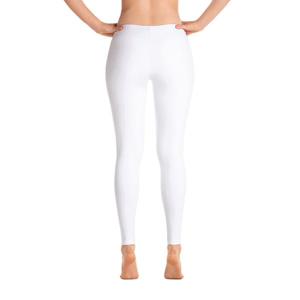 Solid White Color Women's Leggings-Heidikimurart Limited -Heidi Kimura Art LLC