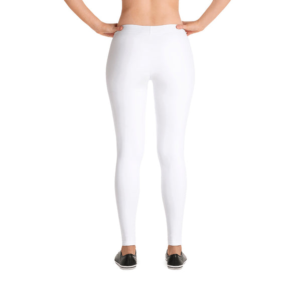 Solid White Color Women's Leggings-Heidikimurart Limited -Heidi Kimura Art LLC
