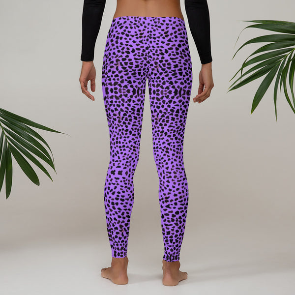 Purple Cheetah Print Leggings-Heidikimurart Limited -Heidi Kimura Art LLC