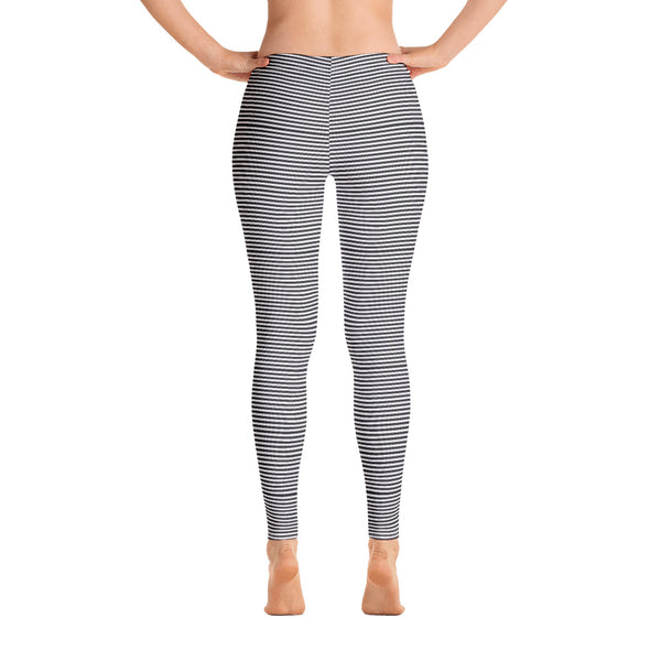 Black White Striped Women's Leggings - Heidikimurart Limited 