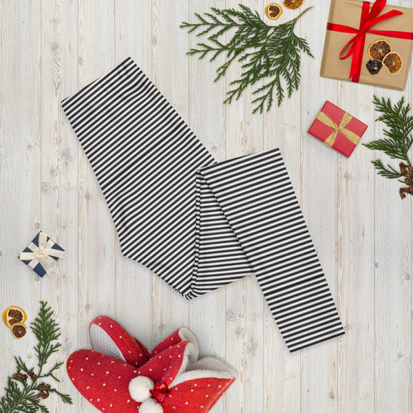 Black White Striped Women's Leggings - Heidikimurart Limited 