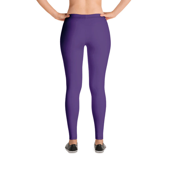 Purple Women's Casual Leggings, Solid Purple Color Fashion Fancy Women's Long Dressy Casual Fashion Leggings/ Running Tights - Made in USA/ EU/ MX (US Size: XS-XL)