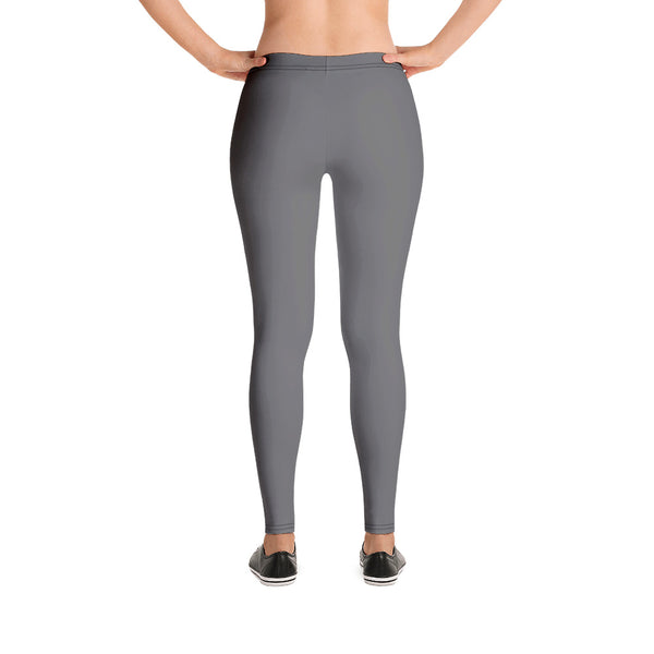 Grey Women's Casual Leggings, Solid Gray Color Fashion Fancy Women's Long Dressy Casual Fashion Leggings/ Running Tights - Made in USA/ EU/ MX (US Size: XS-XL)