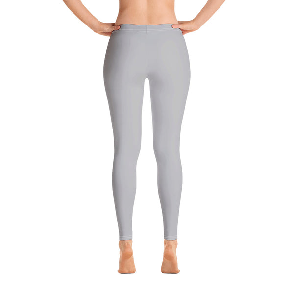 Light Grey Women's Casual Leggings, Solid Gray Color Fashion Fancy Women's Long Dressy Casual Fashion Leggings/ Running Tights - Made in USA/ EU/ MX (US Size: XS-XL)
