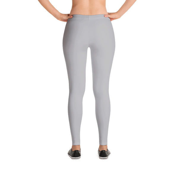 Light Grey Women's Casual Leggings, Solid Gray Color Fashion Fancy Women's Long Dressy Casual Fashion Leggings/ Running Tights - Made in USA/ EU/ MX (US Size: XS-XL)