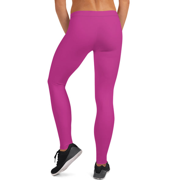 Hot Pink Women's Casual Leggings, Solid Hot Pink Color Fashion Fancy Women's Long Dressy Casual Fashion Leggings/ Running Tights - Made in USA/ EU/ MX (US Size: XS-XL)
