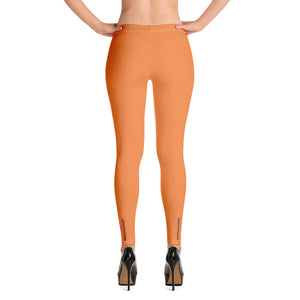 Women's Casual Orange Leggings - Heidikimurart Limited  Orange Long Women's Casual Leggings, Solid Color Modern Essential Women's Long Tights, Women's Long Dressy Casual Fashion Leggings/ Running Tights - Made in USA/ EU/ MX (US Size: XS-XL)