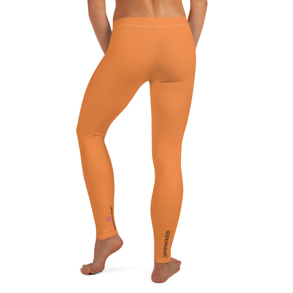 Women's Casual Orange Leggings - Heidikimurart Limited   Orange Long Women's Casual Leggings, Solid Color Modern Essential Women's Long Tights, Women's Long Dressy Casual Fashion Leggings/ Running Tights - Made in USA/ EU/ MX (US Size: XS-XL)