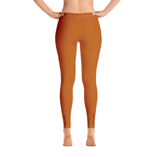 Dark Orange Women's Casual Leggings, Solid Color Fashion Fancy Women's Long Dressy Casual Fashion Leggings/ Running Tights - Made in USA/ EU/ MX (US Size: XS-XL)