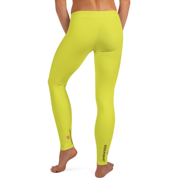 Bright Yellow Women's Casual Leggings, Solid Color Fashion Fancy Women's Long Dressy Casual Fashion Leggings/ Running Tights - Made in USA/ EU/ MX (US Size: XS-XL)
