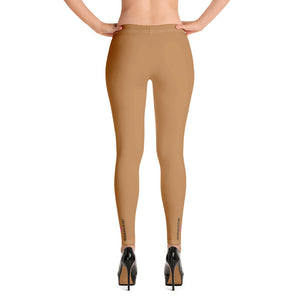 Nude Brown Women's Casual Leggings, Solid Beige Brown Color Fashion Fancy Women's Long Dressy Casual Fashion Leggings/ Running Tights - Made in USA/ EU/ MX (US Size: XS-XL)
