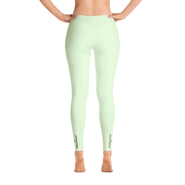 Pastel Green Women's Casual Leggings, Solid Pale Green Color Fashion Fancy Women's Long Dressy Casual Fashion Leggings/ Running Tights - Made in USA/ EU/ MX (US Size: XS-XL)