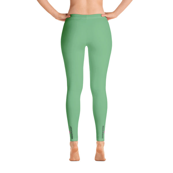 Green Women's Casual Leggings, Best Solid Green Color Fashion Fancy Women's Long Dressy Casual Fashion Leggings/ Running Tights - Made in USA/ EU/ MX (US Size: XS-XL)