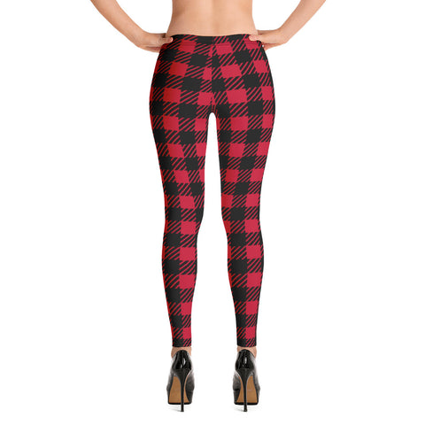 Buffalo Red Plaid Print Leggings