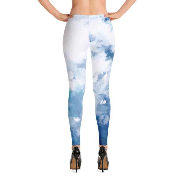 Blue Abstract Casual Leggings