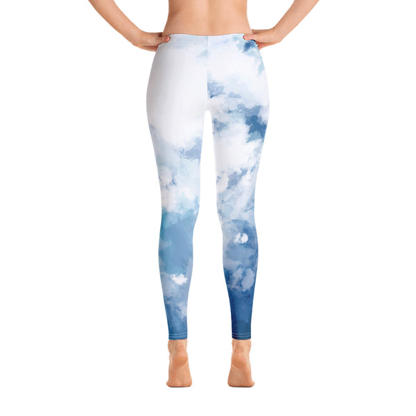 Blue Abstract Casual Leggings