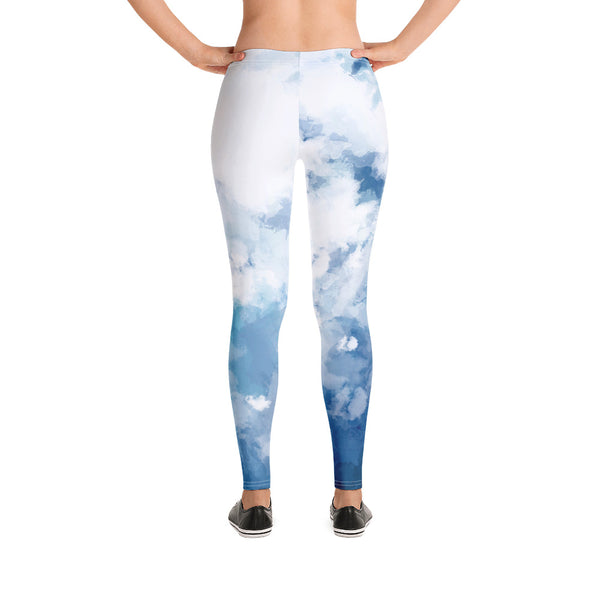 Blue Abstract Casual Leggings