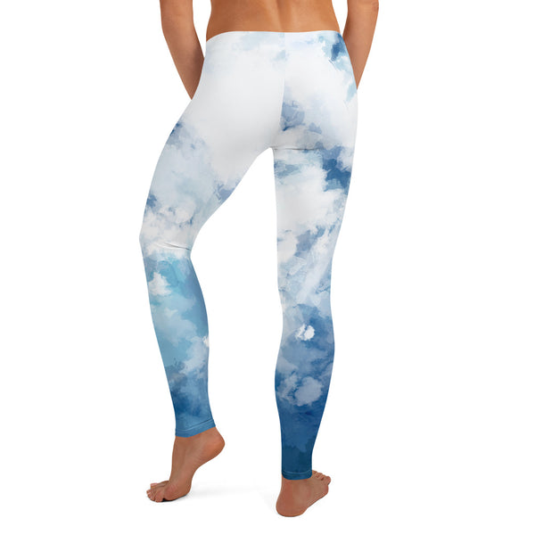 Blue Abstract Casual Leggings