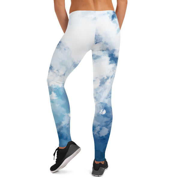 Blue Abstract Casual Leggings