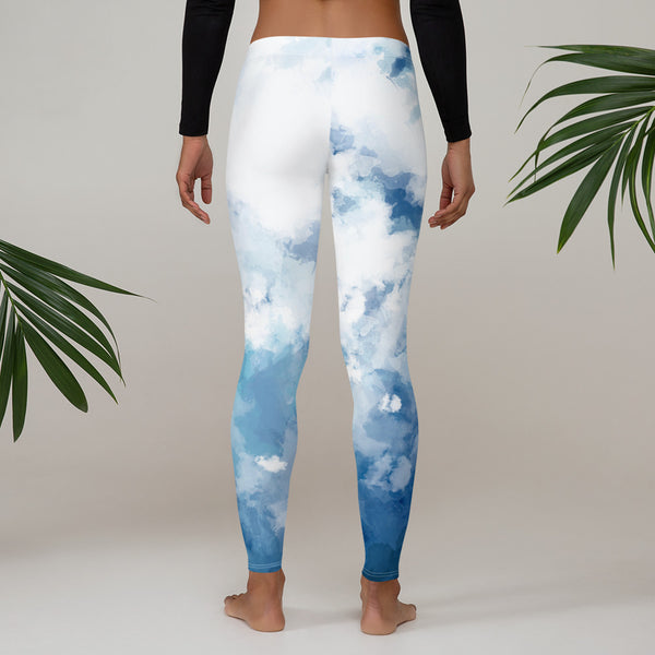 Blue Abstract Casual Leggings