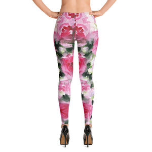 Pink Rose Floral Leggings