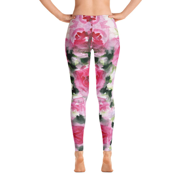 Pink Rose Floral Leggings