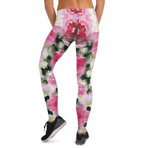 Pink Rose Floral Leggings