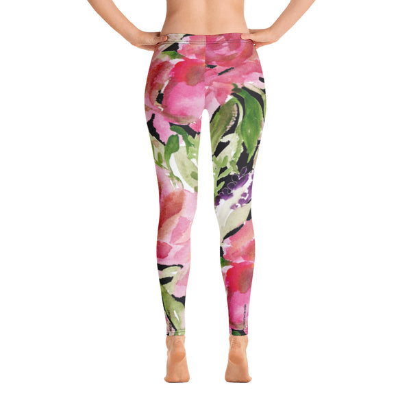 Pink Rose Floral Leggings