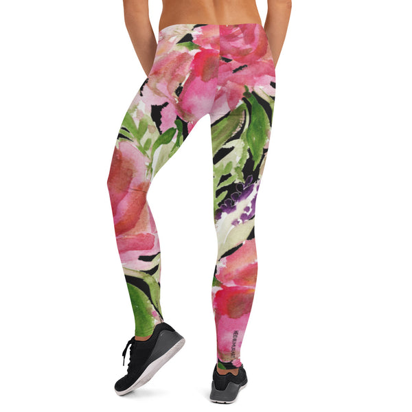 Pink Rose Floral Leggings