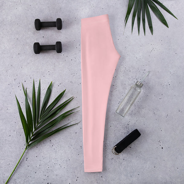 Pastel Pink Lady's Tights, Women's Casual Leggings, Solid Color Fashion Fancy Women's Long Dressy Casual Fashion Leggings/ Running Tights - Made in USA/ EU/ MX (US Size: XS-XL)
