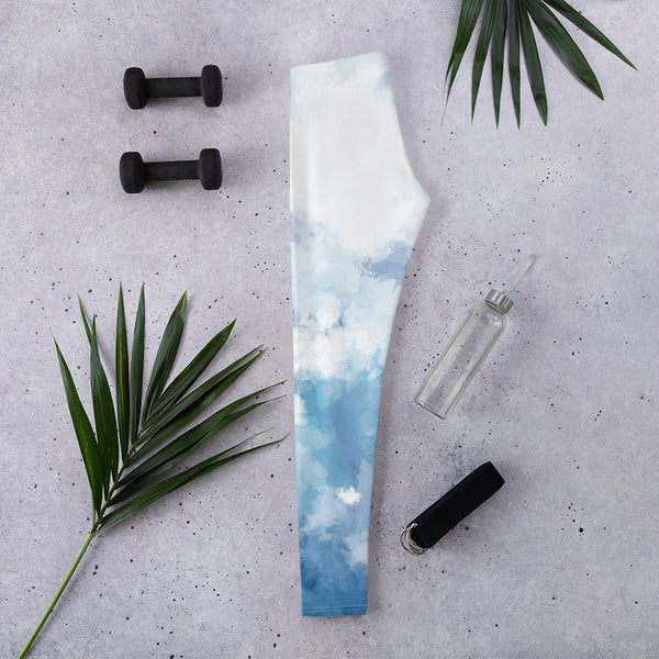 Blue Abstract Casual Leggings