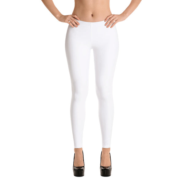White Solid Color Women's Leggings - Heidikimurart Limited 