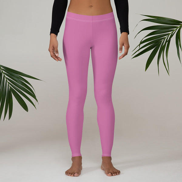 Dark Pink Casual Women's Leggings, Solid Bright Pink Color Fashion Fancy Women's Long Dressy Casual Fashion Leggings/ Running Tights - Made in USA/ EU/ MX (US Size: XS-XL)