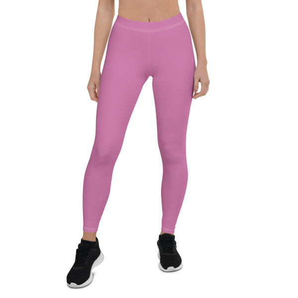 Dark Pink Casual Women's Leggings, Solid Bright Pink Color Fashion Fancy Women's Long Dressy Casual Fashion Leggings/ Running Tights - Made in USA/ EU/ MX (US Size: XS-XL)