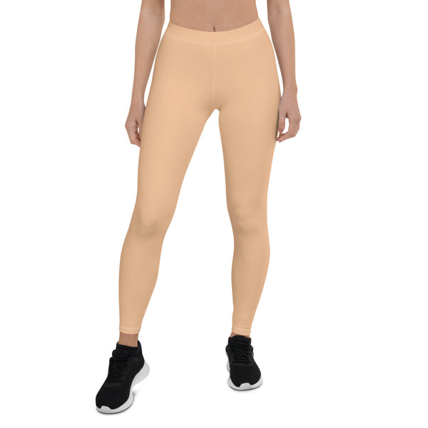 Nude Color Women's Casual Leggings, Solid Nude Pale Color Fashion Fancy Women's Long Dressy Casual Fashion Leggings/ Running Tights - Made in USA/ EU/ MX (US Size: XS-XL)