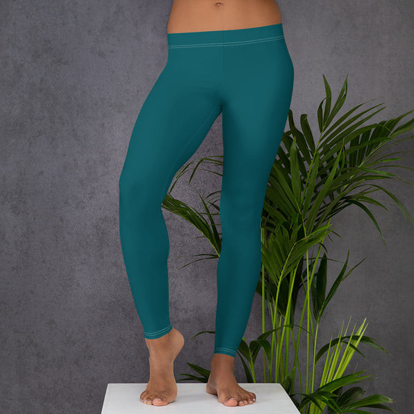 Dark Teal Blue Women's Leggings - Heidikimurart Limited 