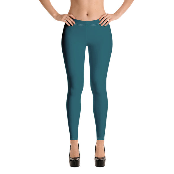 Dark Teal Blue Women's Leggings - Heidikimurart Limited 