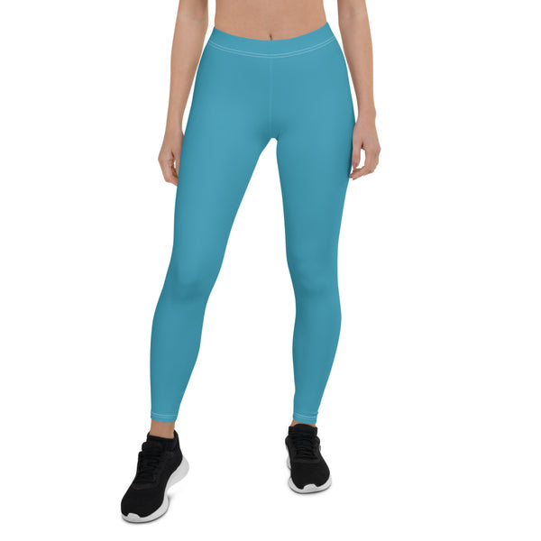 Blue Women's Solid Color Leggings - Heidikimurart Limited 