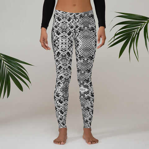 Black Snakeskin Print Women's Leggings