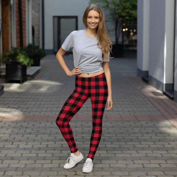 Buffalo Red Plaid Print Leggings