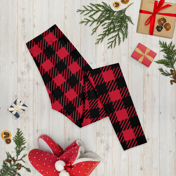 Buffalo Red Plaid Print Leggings