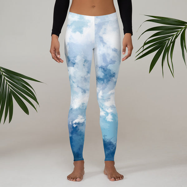 Blue Abstract Casual Leggings