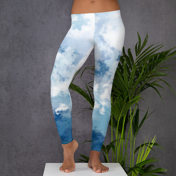 Blue Abstract Casual Leggings