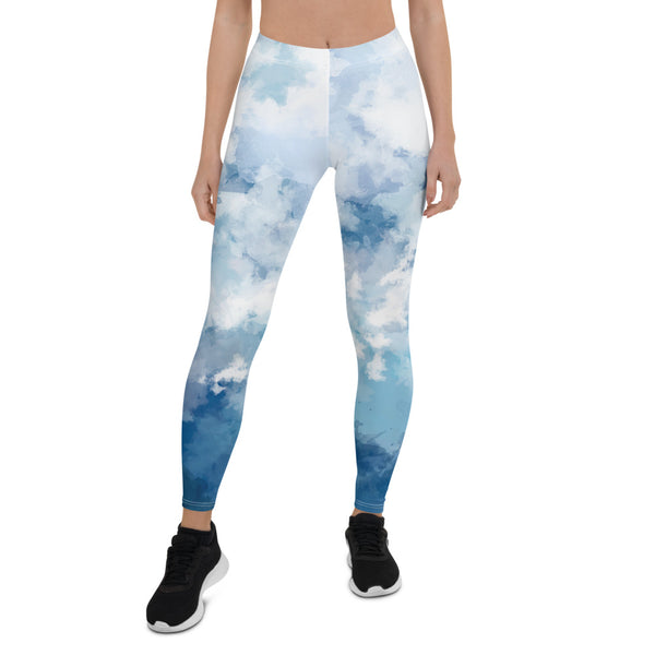 Blue Abstract Casual Leggings