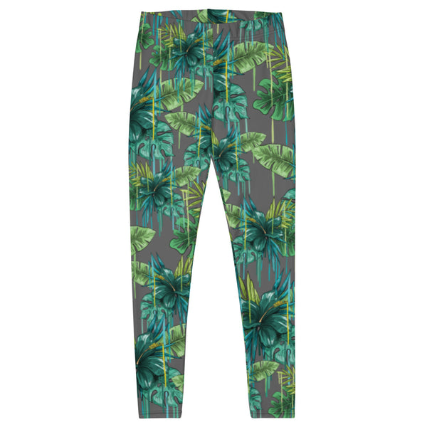 Grey Tropical Casual Women's Leggings