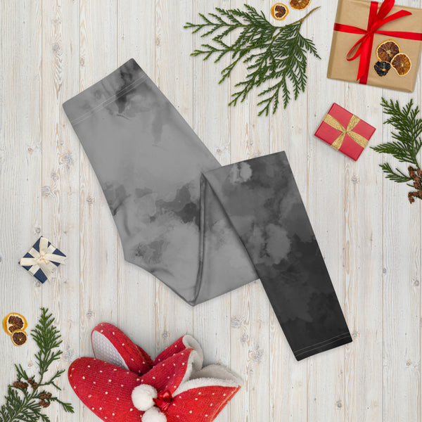Gray Abstract Casual Leggings