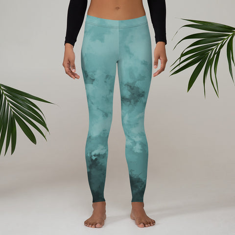 Blue Abstract Rose Women's Leggings