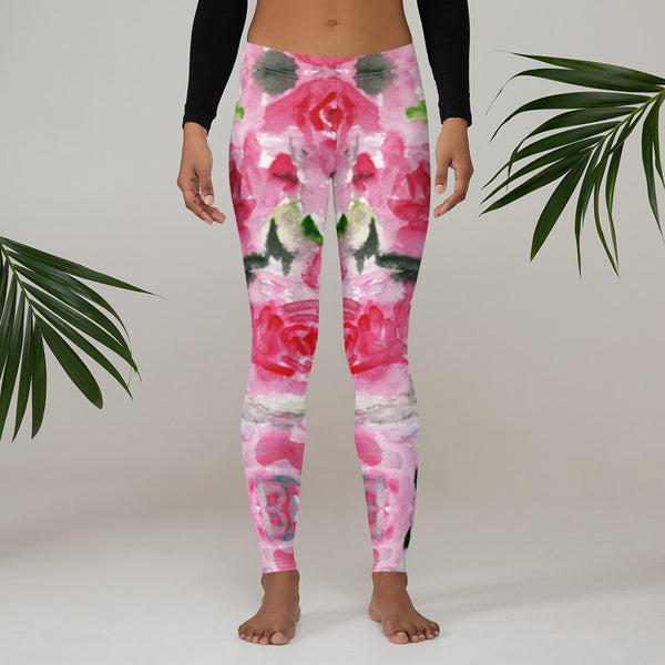 Pink Rose Floral Leggings